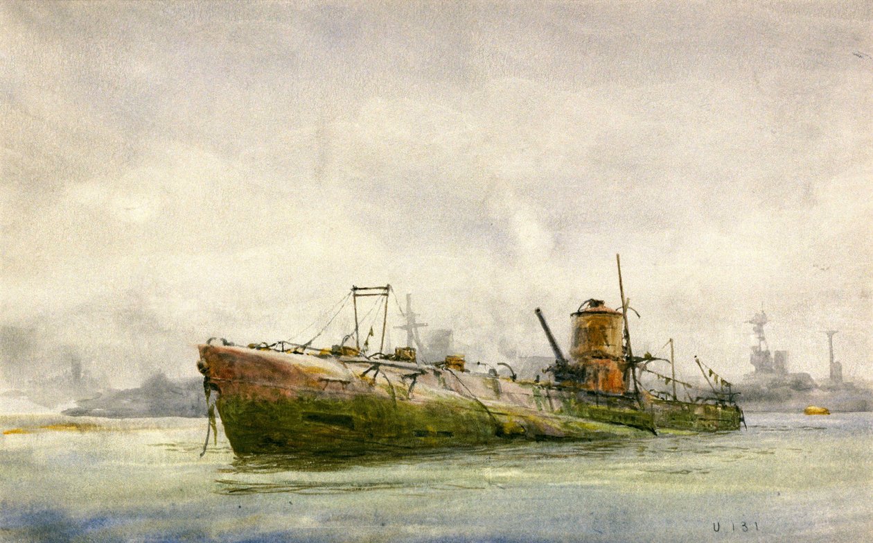 En overgitt og strandet ubåt, Portsmouth av William Lionel Wyllie