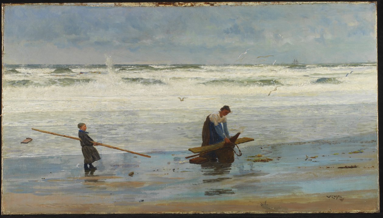 Samler Driftwood, Holland, 1877 av William Lionel Wyllie