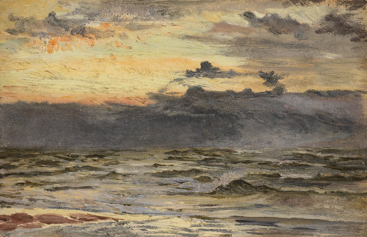 Studie for The Sea-Beach after a Storm (Olje om bord) av William Lionel Wyllie