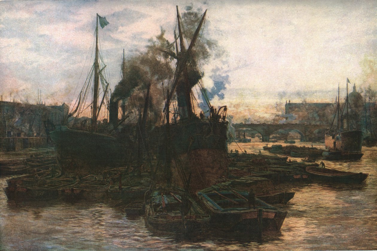 The Pool of London, slutten av 1800-begynnelsen av det 20. århundre, ca 1930. av William Lionel Wyllie