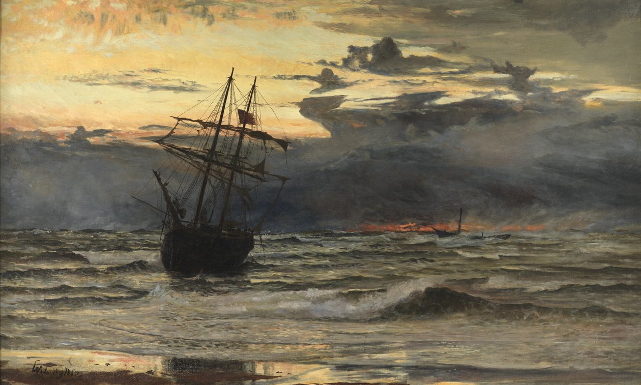 The Sea-Beach after a Storm - Time, Dawn av William Lionel Wyllie