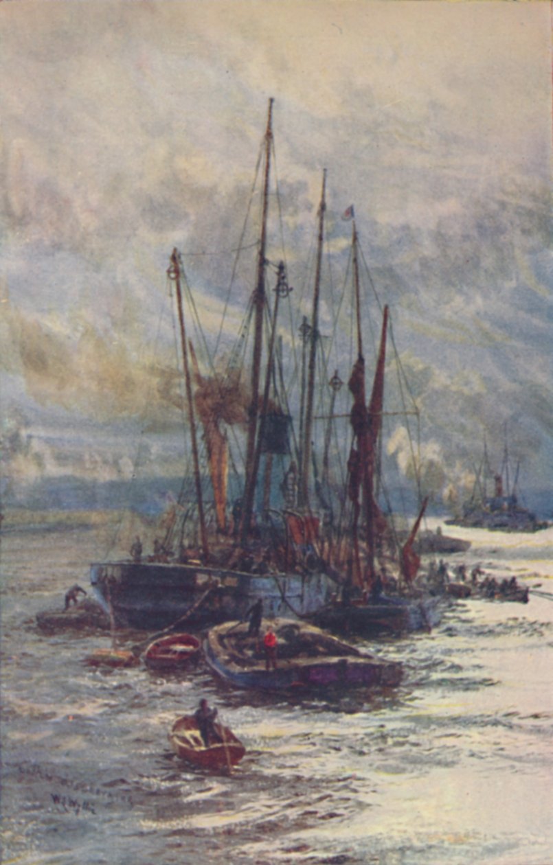 Lossing av kull i lektere, 1910 av William Lionel Wyllie