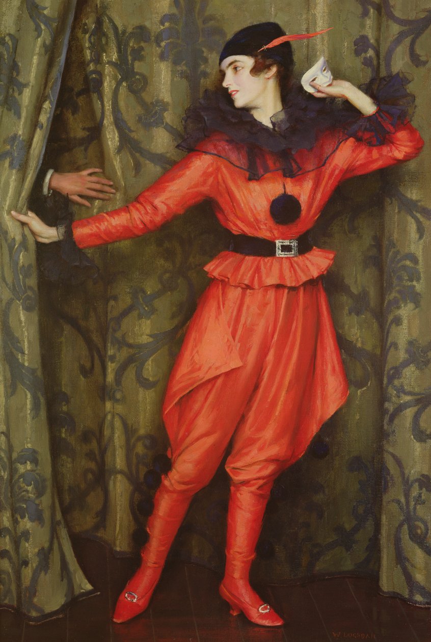 Kunstnerens datter Mary som en pierrot av William Logsdail