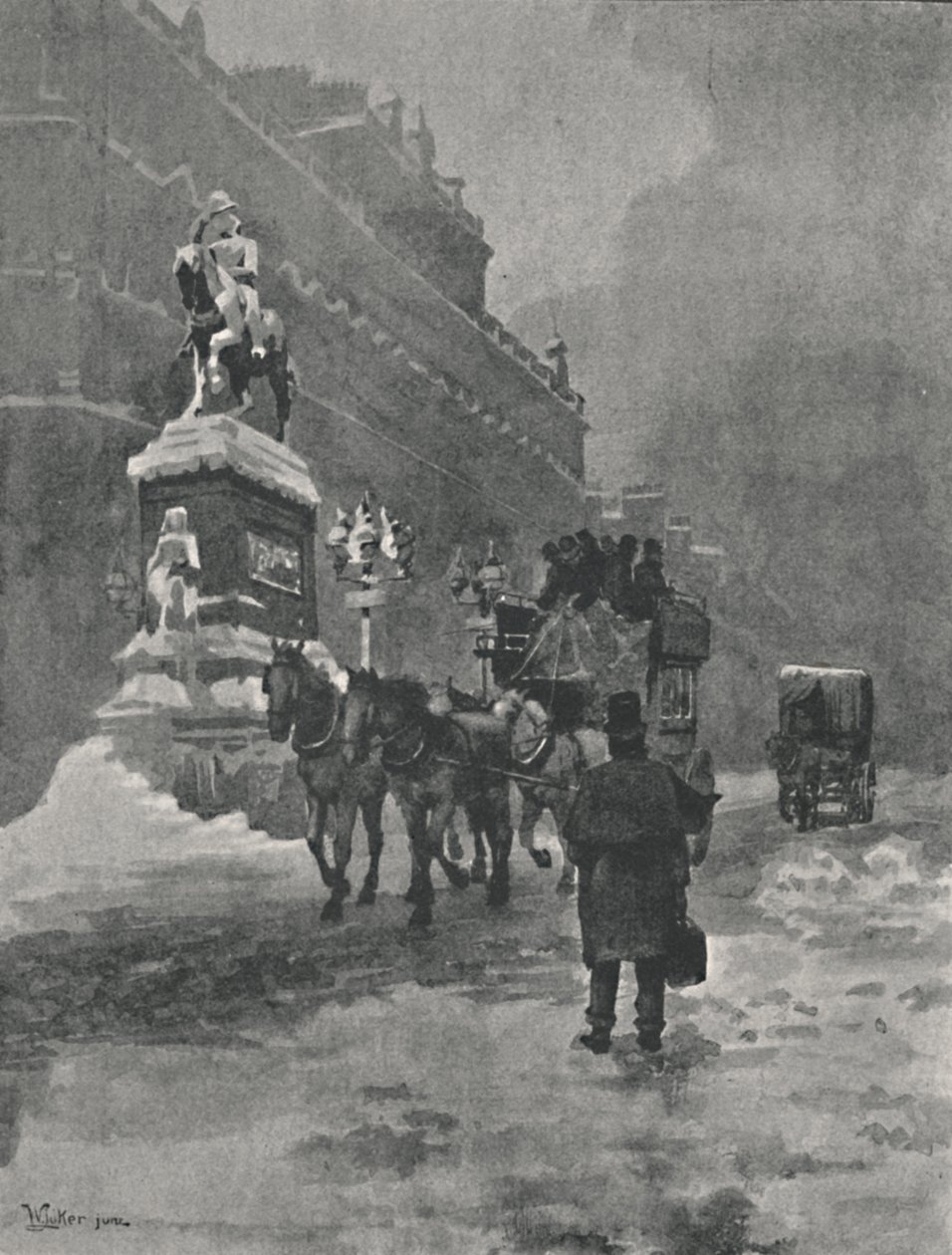 Holborn Circus - A Winters Morning, 1891 av William Luker