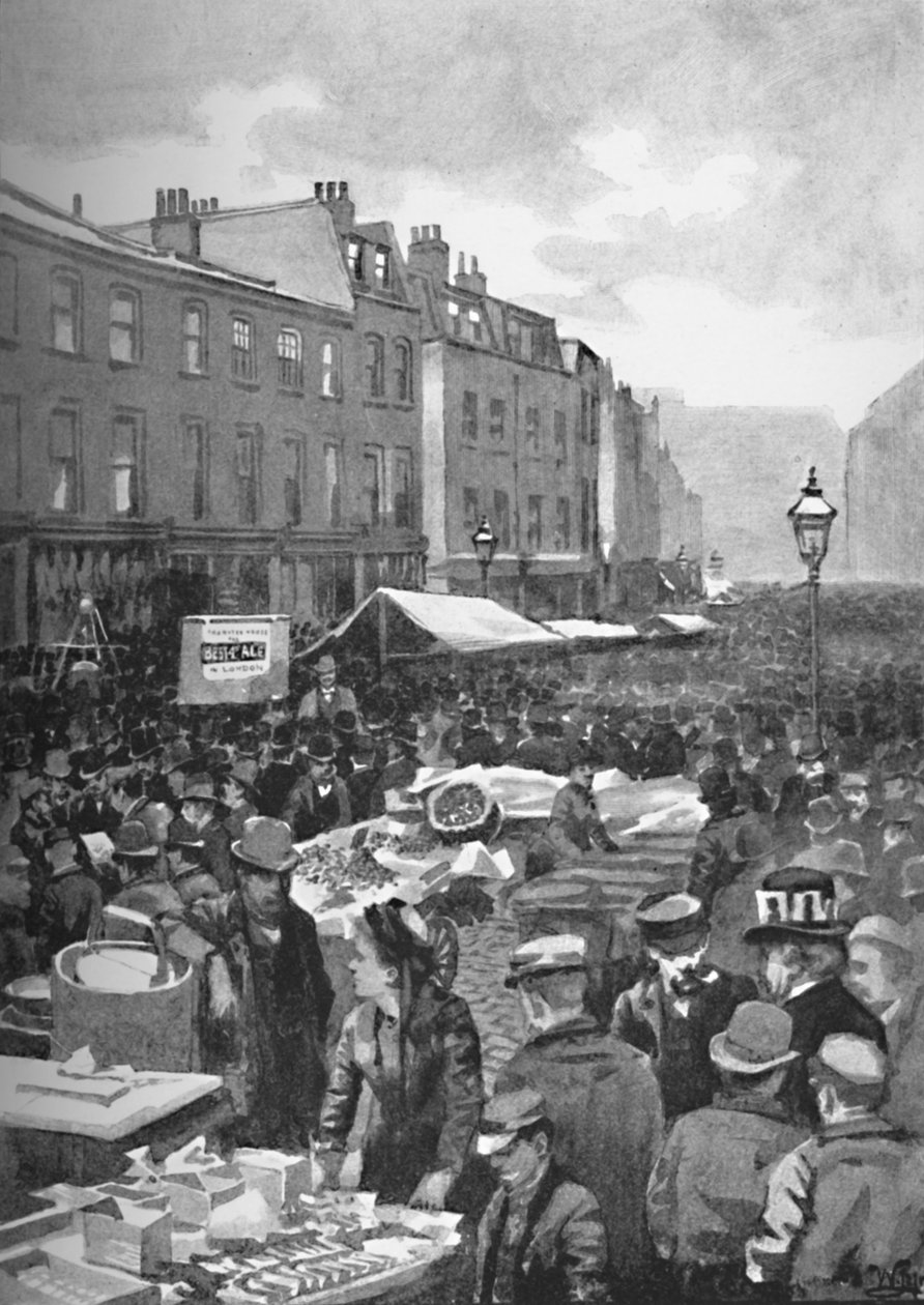 Middlesex Street Late Petticoat Lane på en søndag morgen, 1891 av William Luker