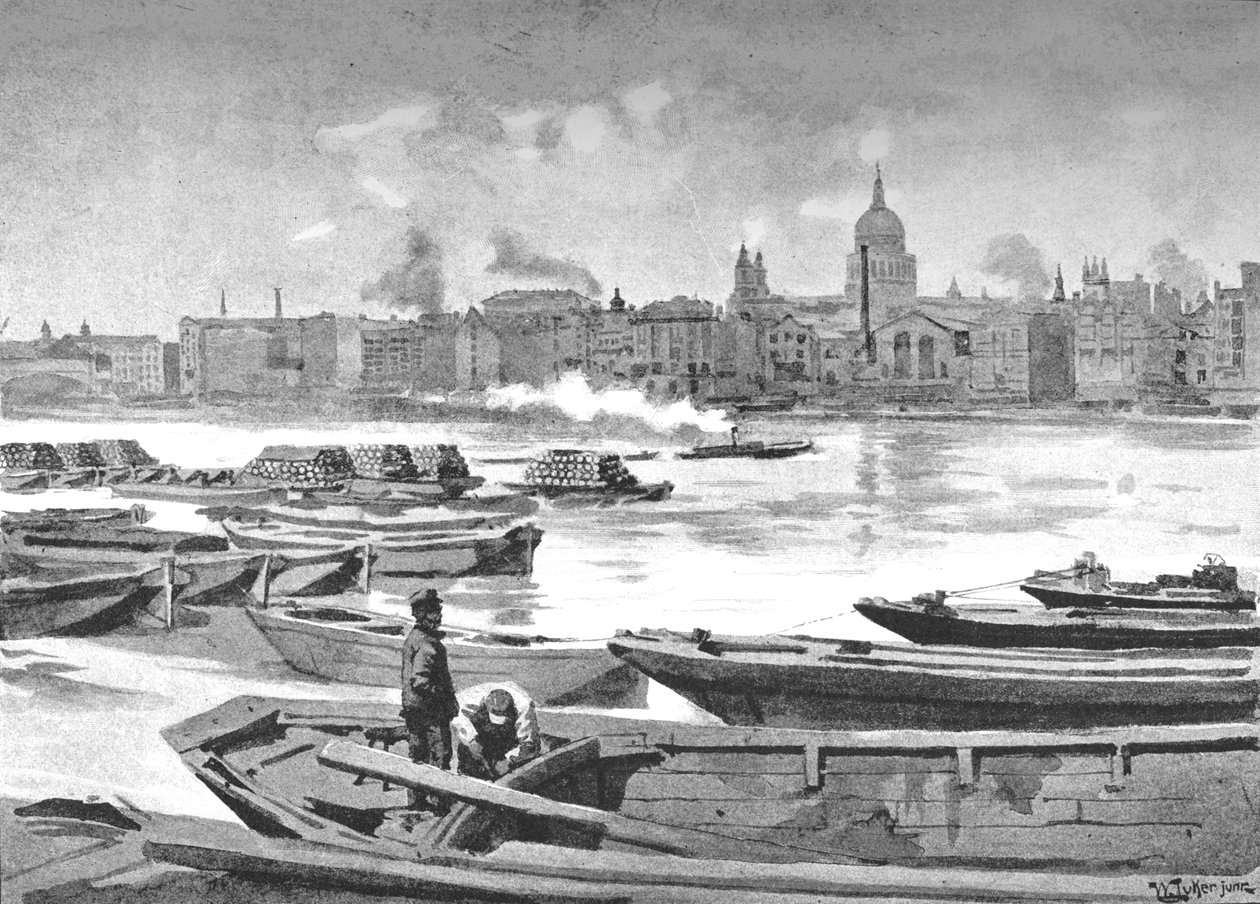 St. Pauls Cathedral fra South Bank of the River, 1891 av William Luker
