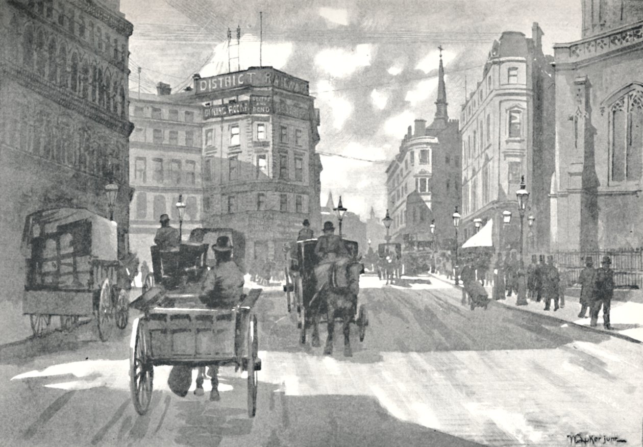 The Mansion House Station, District Railway Queen Victoria Street, 1891 av William Luker