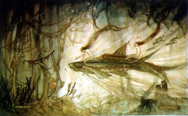 The Race (penn og blekk, akvarell på papir) av William M. Timlin