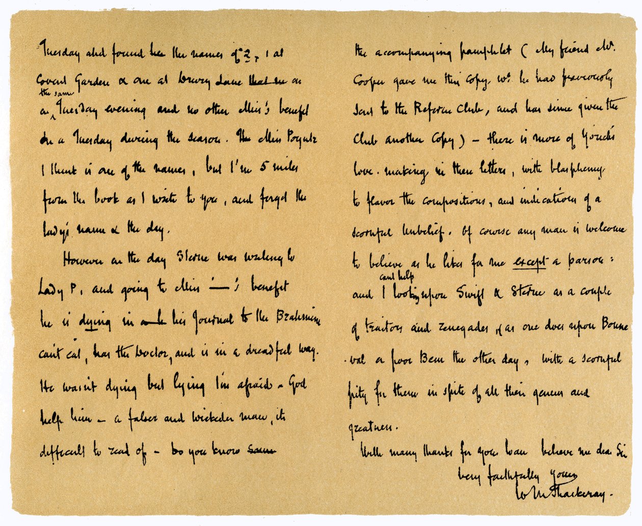 Brev fra William Makepeace Thackery til TW Gibbs, 12. september 1851. av William Makepeace Thackeray