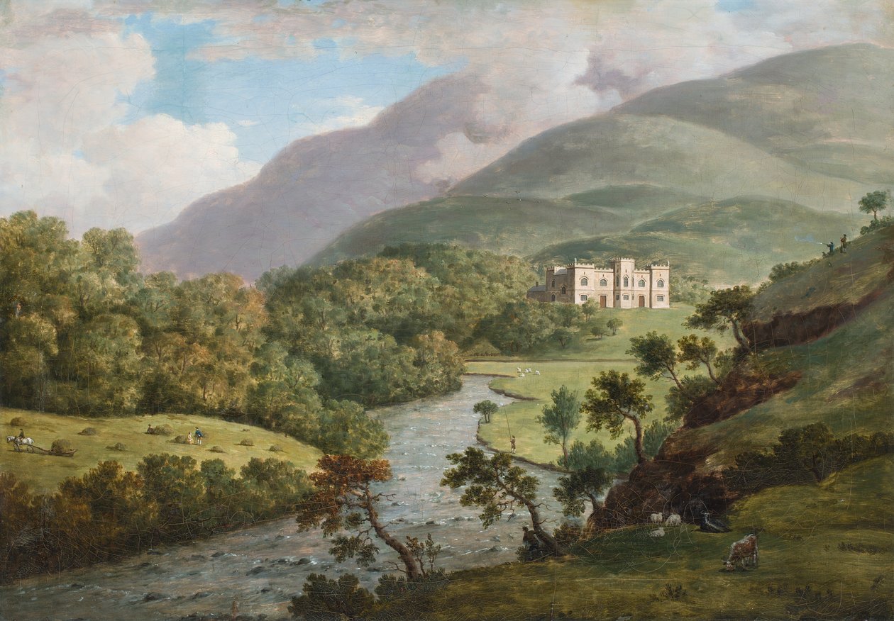 A Prospect of Kielder Castle, North Tyne, Northumberland, ca. 1770 (olje på lerret) av William Marlow