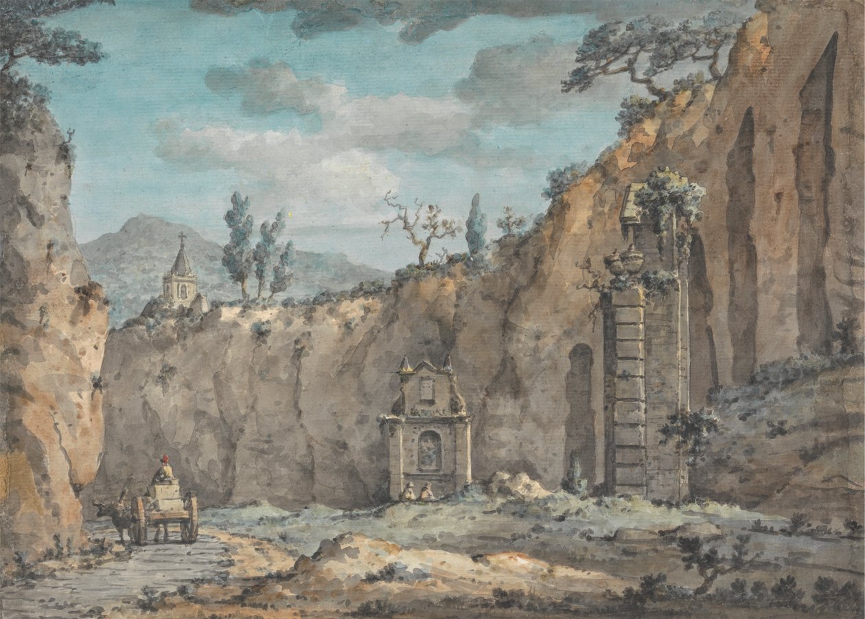 Oksevogn i grotten ved Posillipo av William Marlow