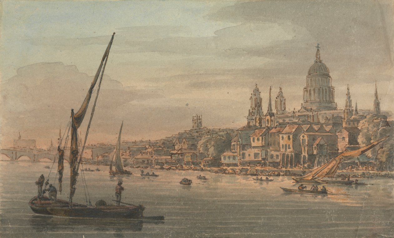 The City og St. Paul's fra South Bank av William Marlow