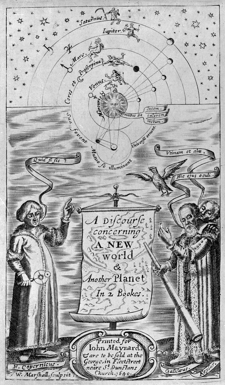 En diskurs om en ny verden og en annen planet i 2 bøker, 1640 (frontispice) av William Marshall