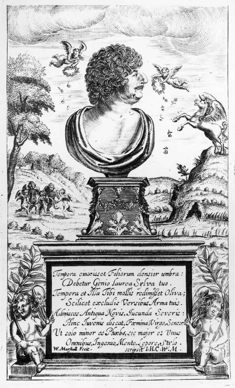 Robert Herrick (1591-1674), gravert av kunstneren (gravering) (bw-foto) av William Marshall