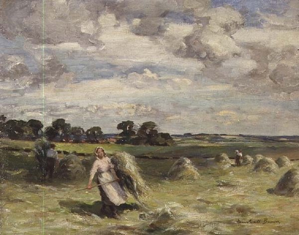 Høsting nær Saltoun, Øst-Lothian av William Marshall Brown