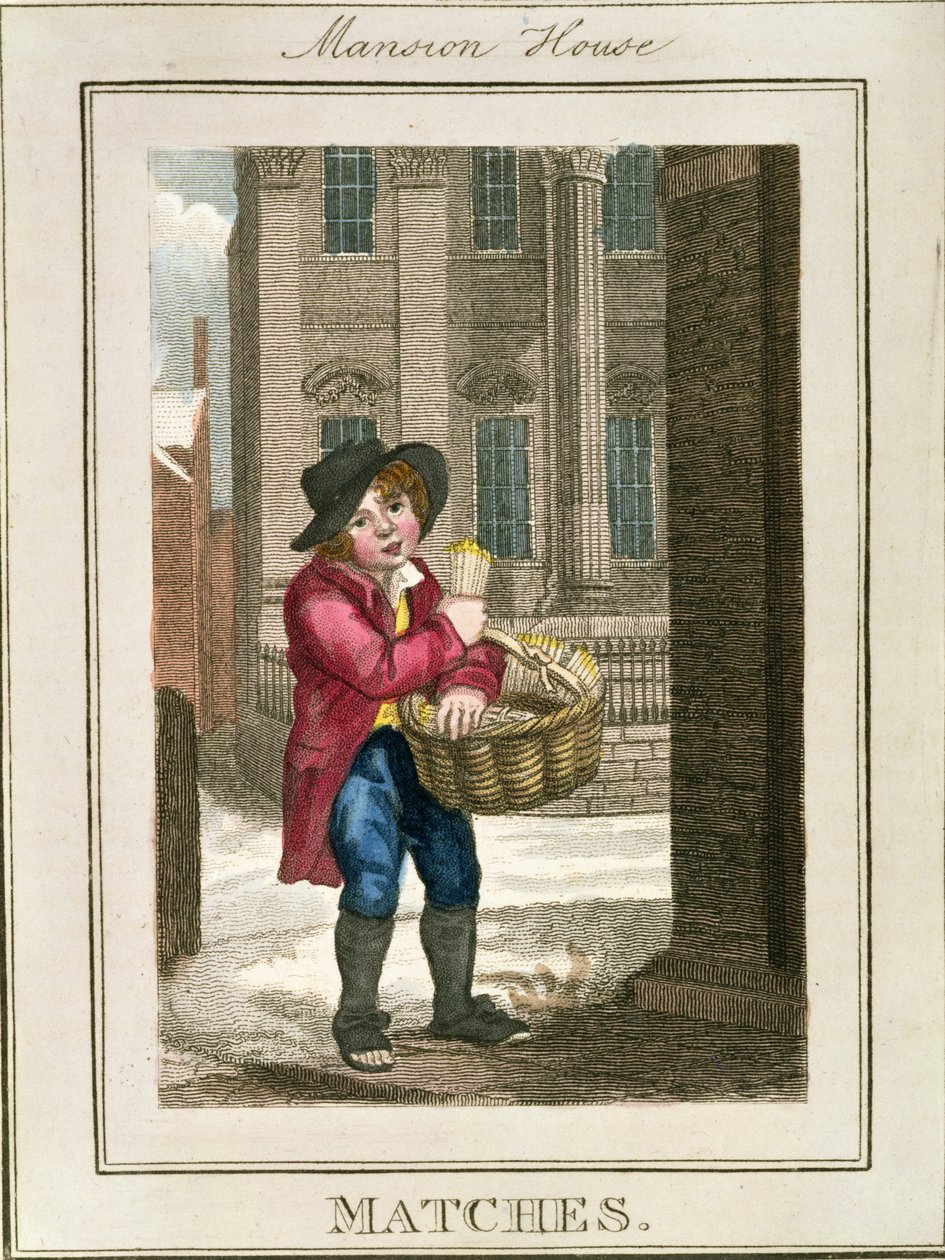 Matches, Mansion House, fra "Cries of London", pub. av Richard Phillips (1778-1851) 1804 av William Marshall Craig