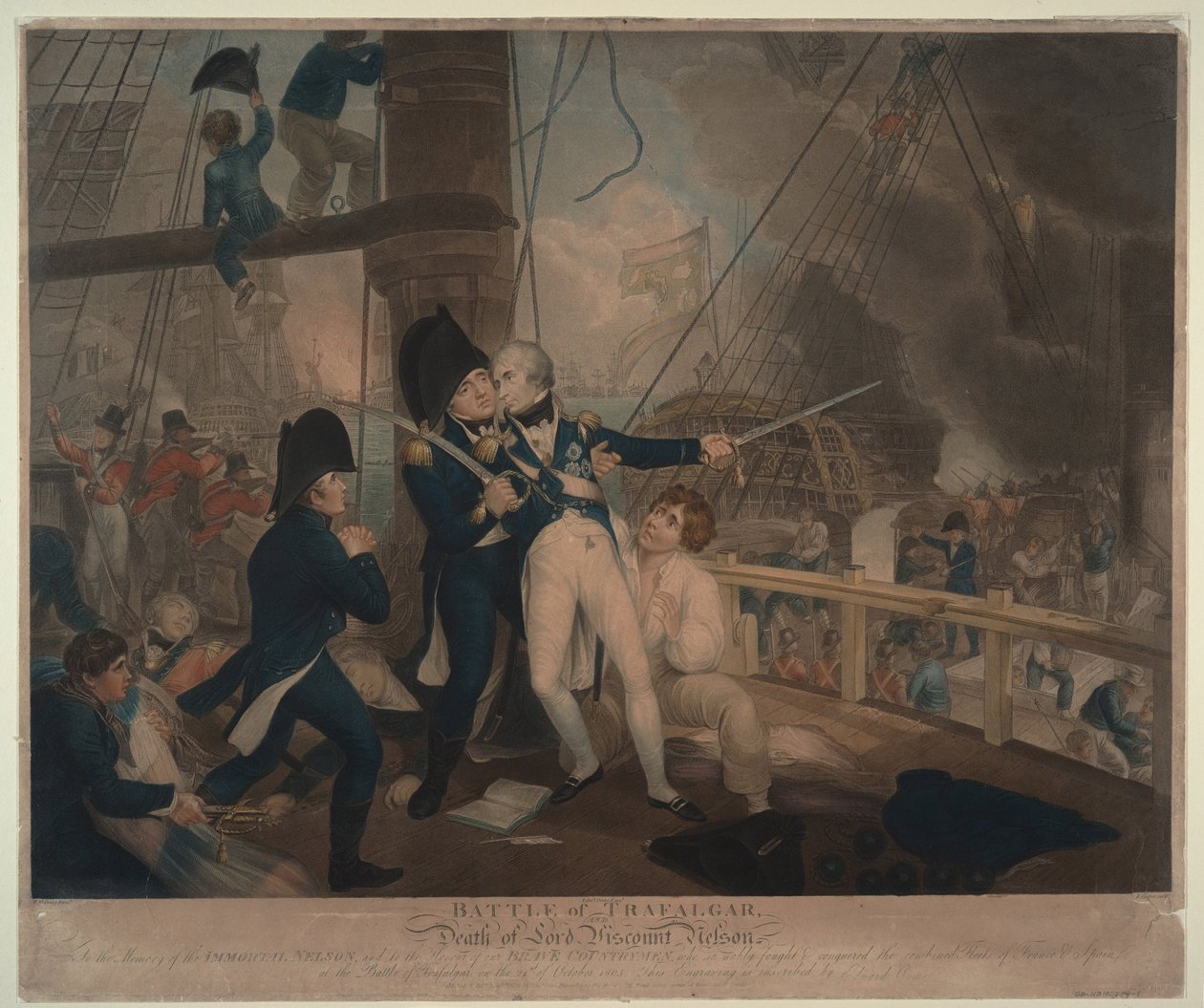 Slaget ved Trafalgar og Nelsons død, 1806 av William Marshall Craig