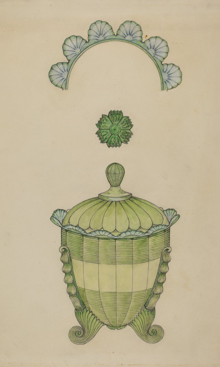Dekket glass sukkerskål, 1936. av William McAuley