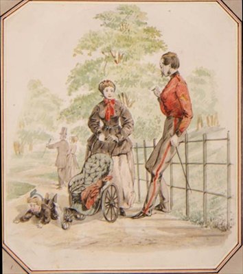 En ung Nursemaid neglisjering her Charge, ca. 1865 (akvarell) av William McConnell
