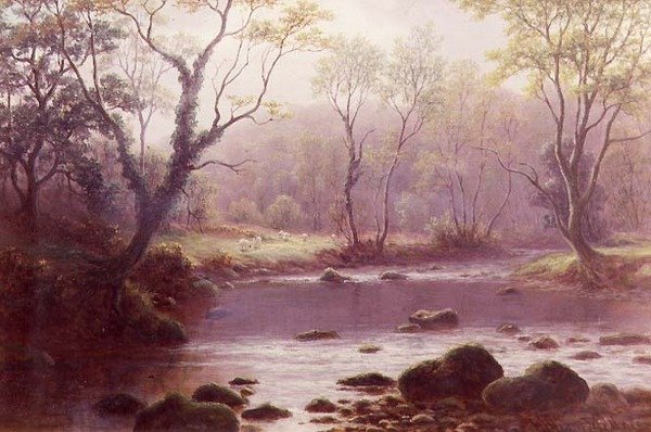 On the Wharfe (akvarell på papir) av William Mellor