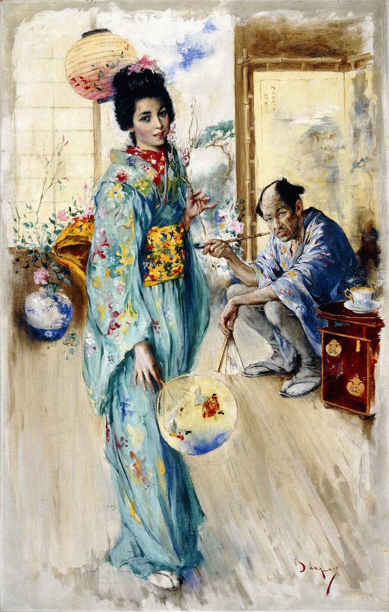 The Lady and Sada San (olje på lerret) av William Merritt Berger