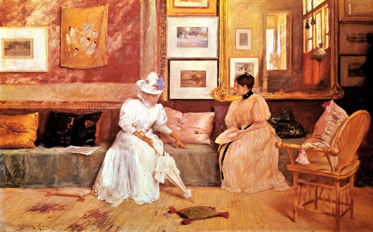 En vennlig samtale, 1895 av William Merritt Chase