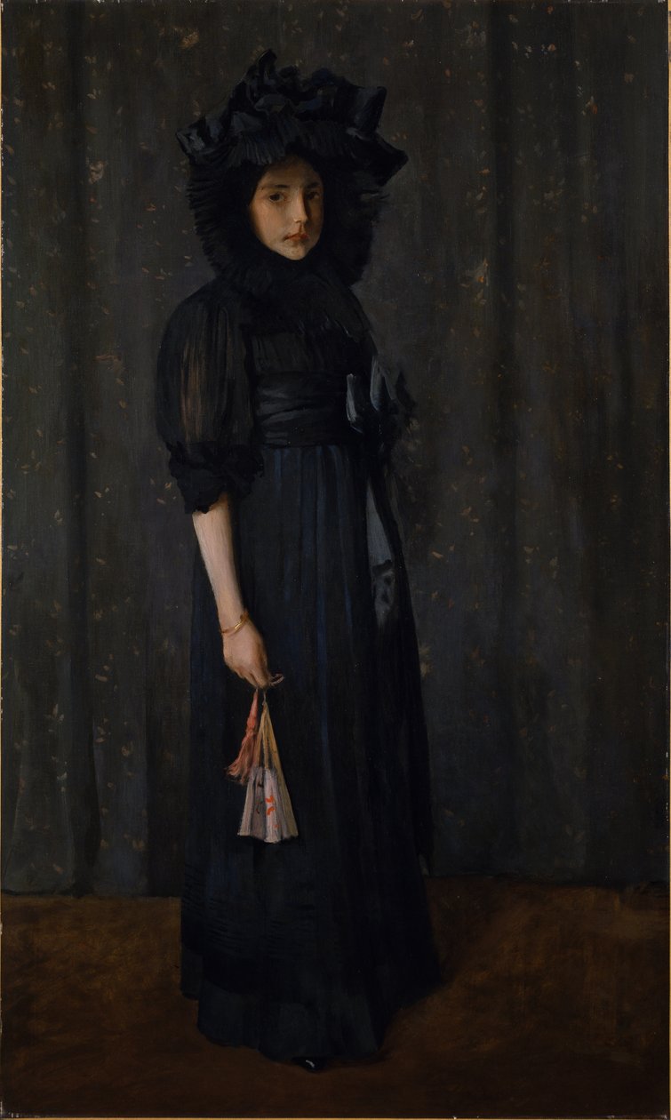 Kunstnerens datter i morens kjole (Ung pike i svart) av William Merritt Chase