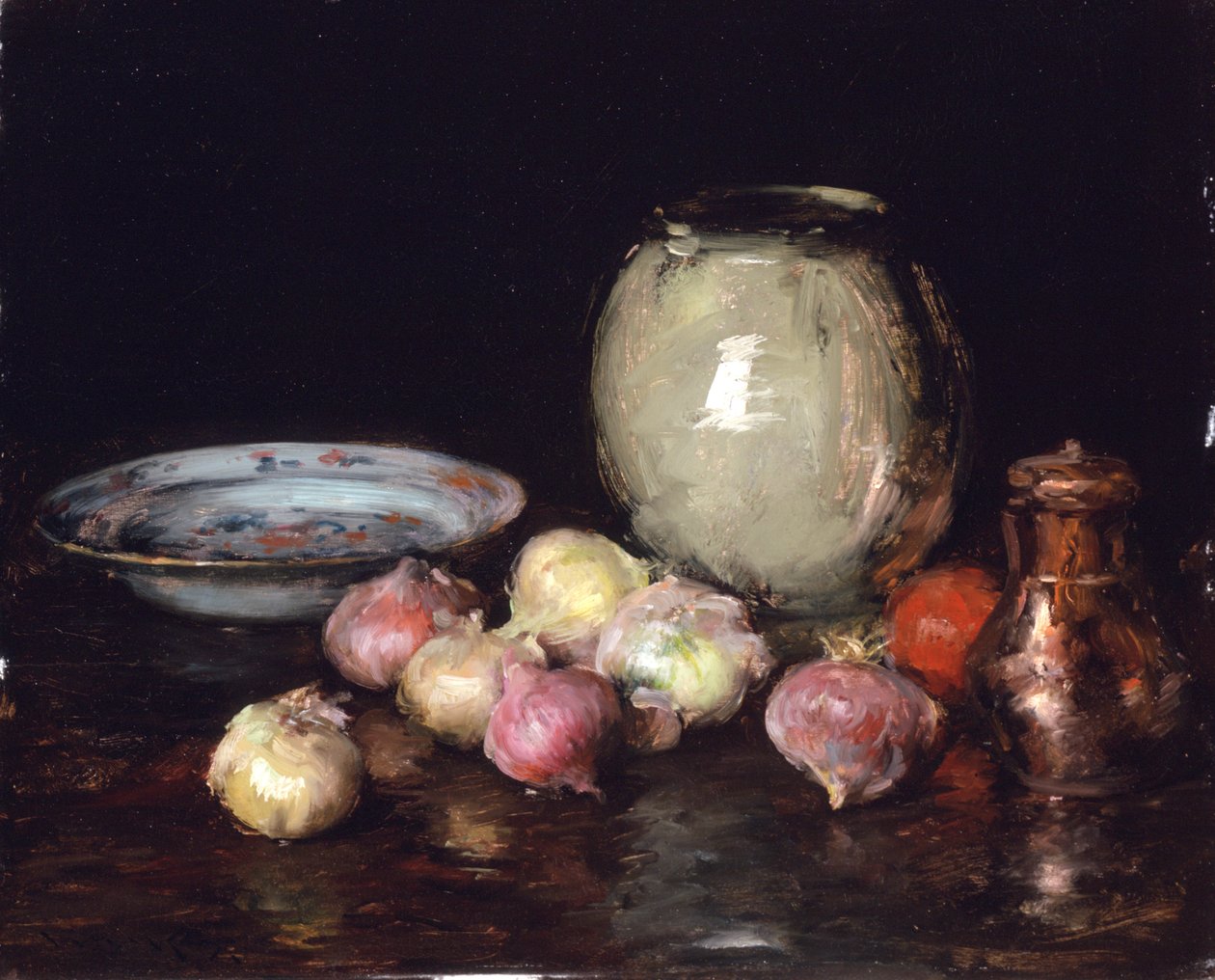 Bare løk (Løk; stilleben) av William Merritt Chase