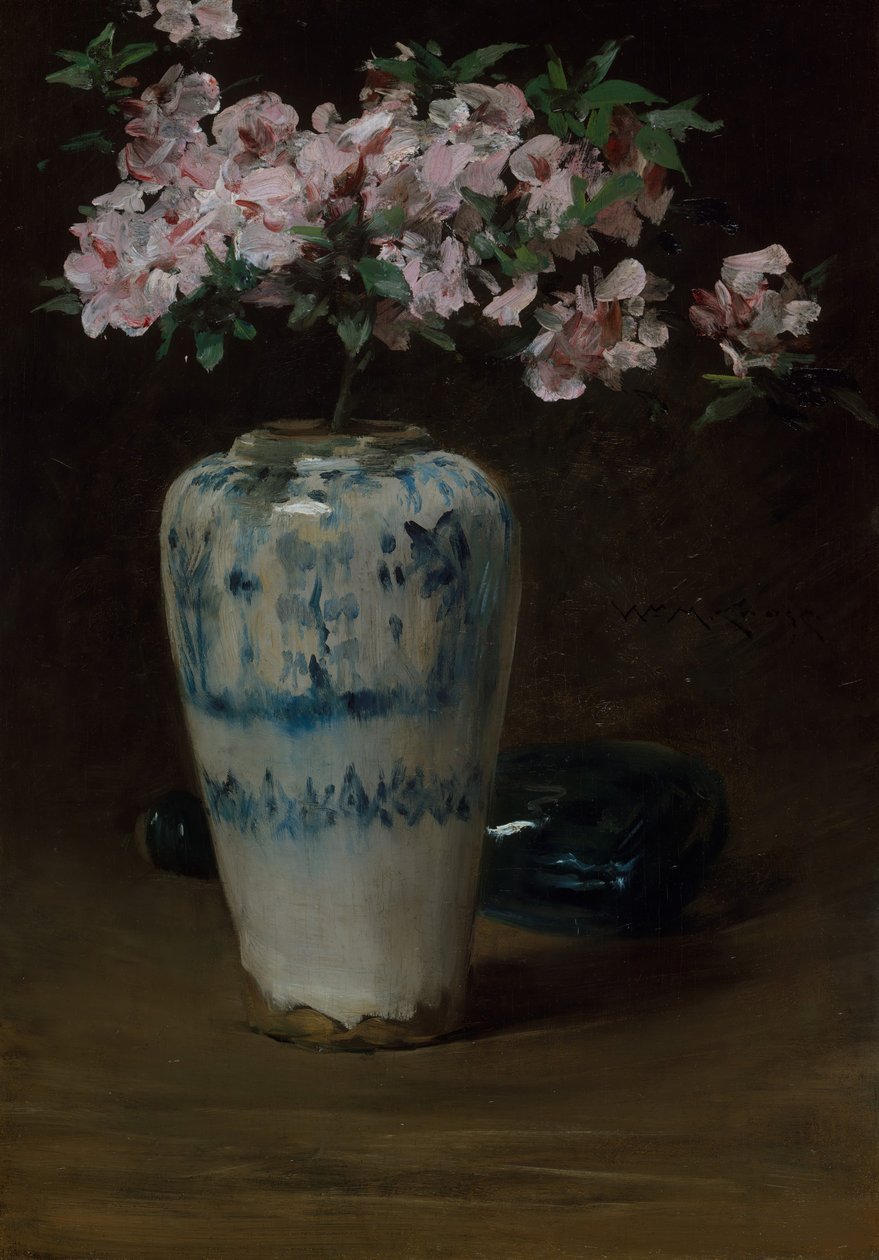 Rosa Azalea, kinesisk vase, 1880-90. av William Merritt Chase