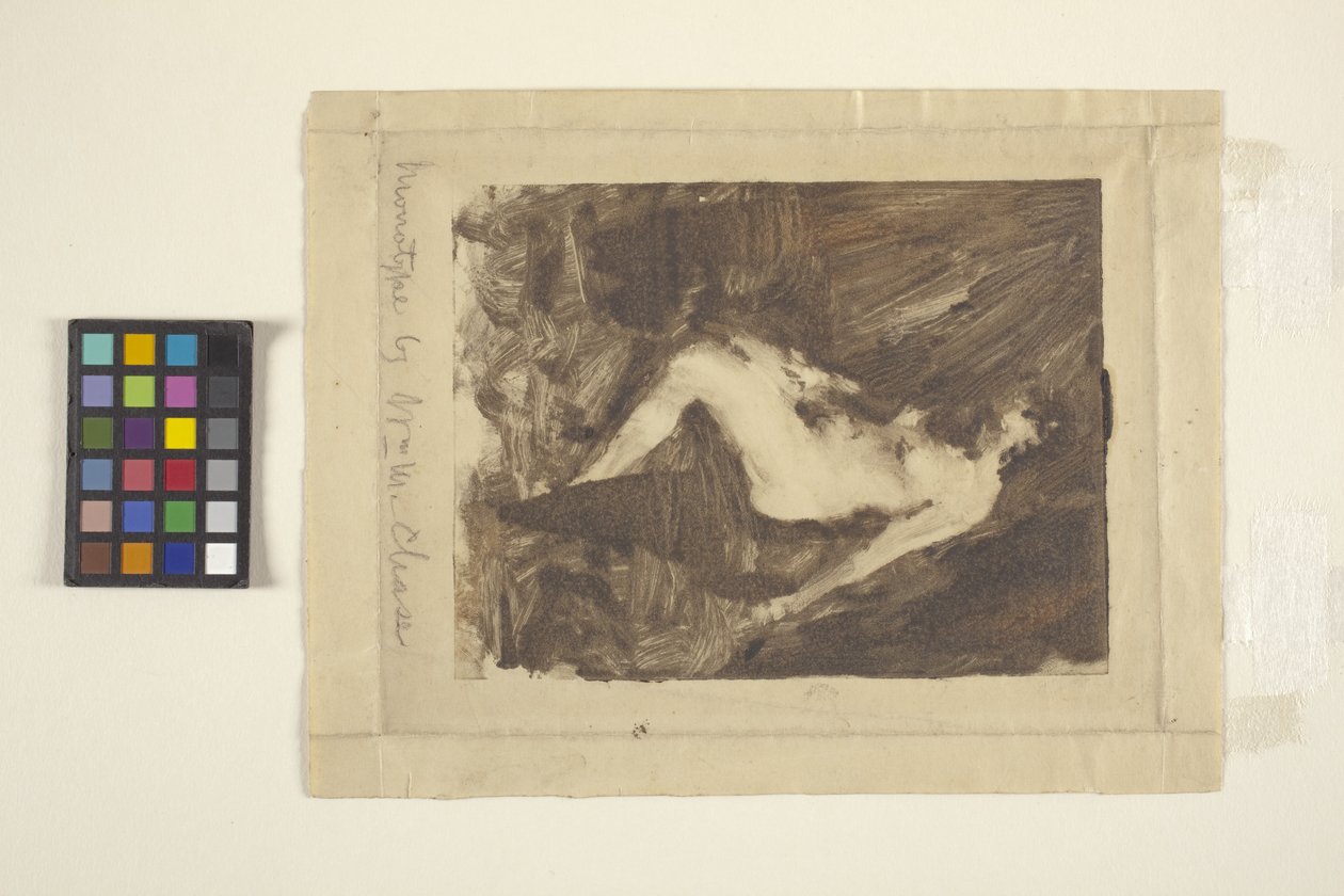 Sittende naken (monotype) av William Merritt Chase