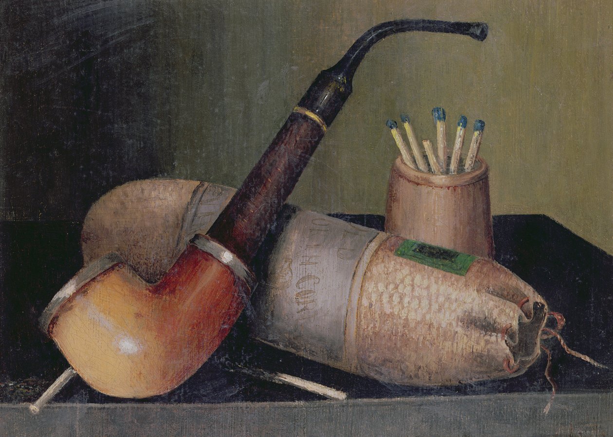 Stilleben med rør av William Michael Harnett
