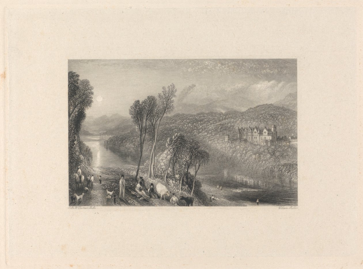 Abbotsford fra Northern Bank of the Tweed av William Miller