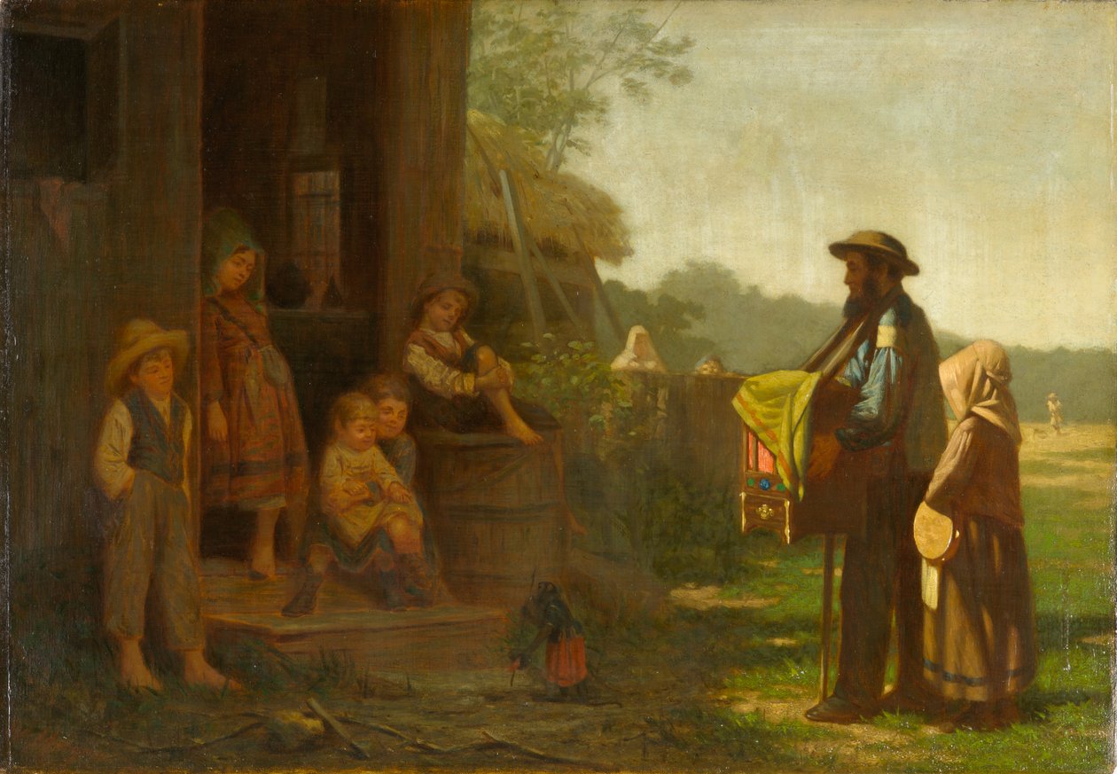 The Organ Grinder, ca. 1865-75 (olje på lerret) av William Morgan