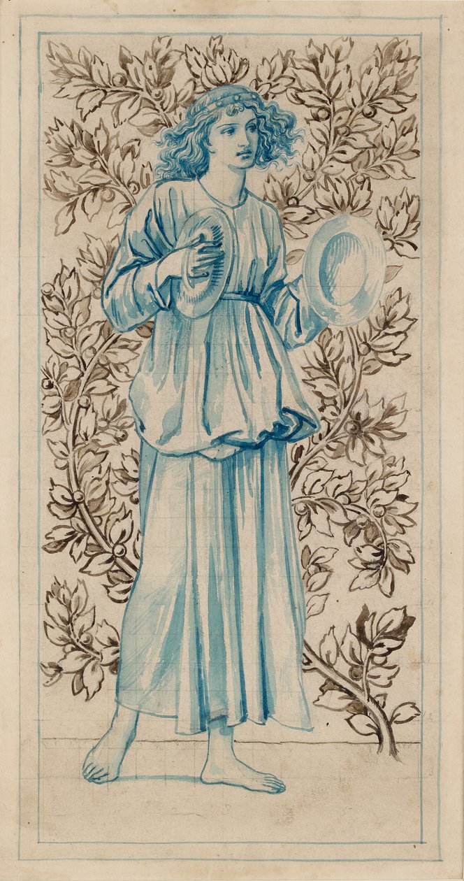 En kvinne som spiller cymbaler, sent på 1800-tallet av William Morris