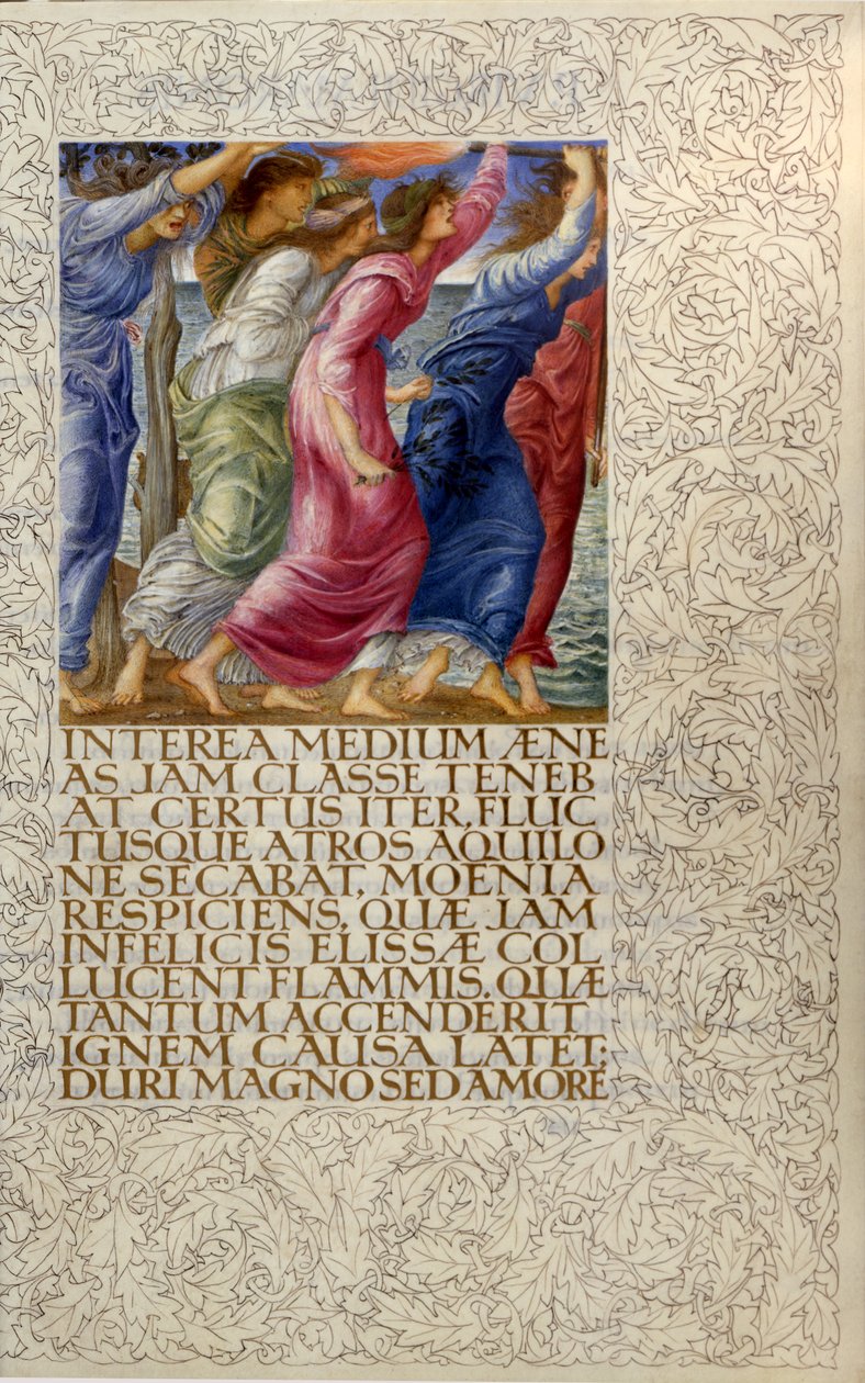 Burning Ships, illustrasjon fra "Venus and Aeneas", åpning av bok I av Virgils "Aeneid" av William Morris
