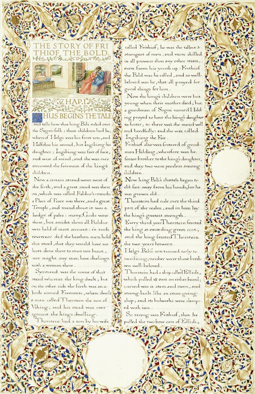 Kalligrafisk og illuminert manuskript, ca. 1871-1873 av William Morris