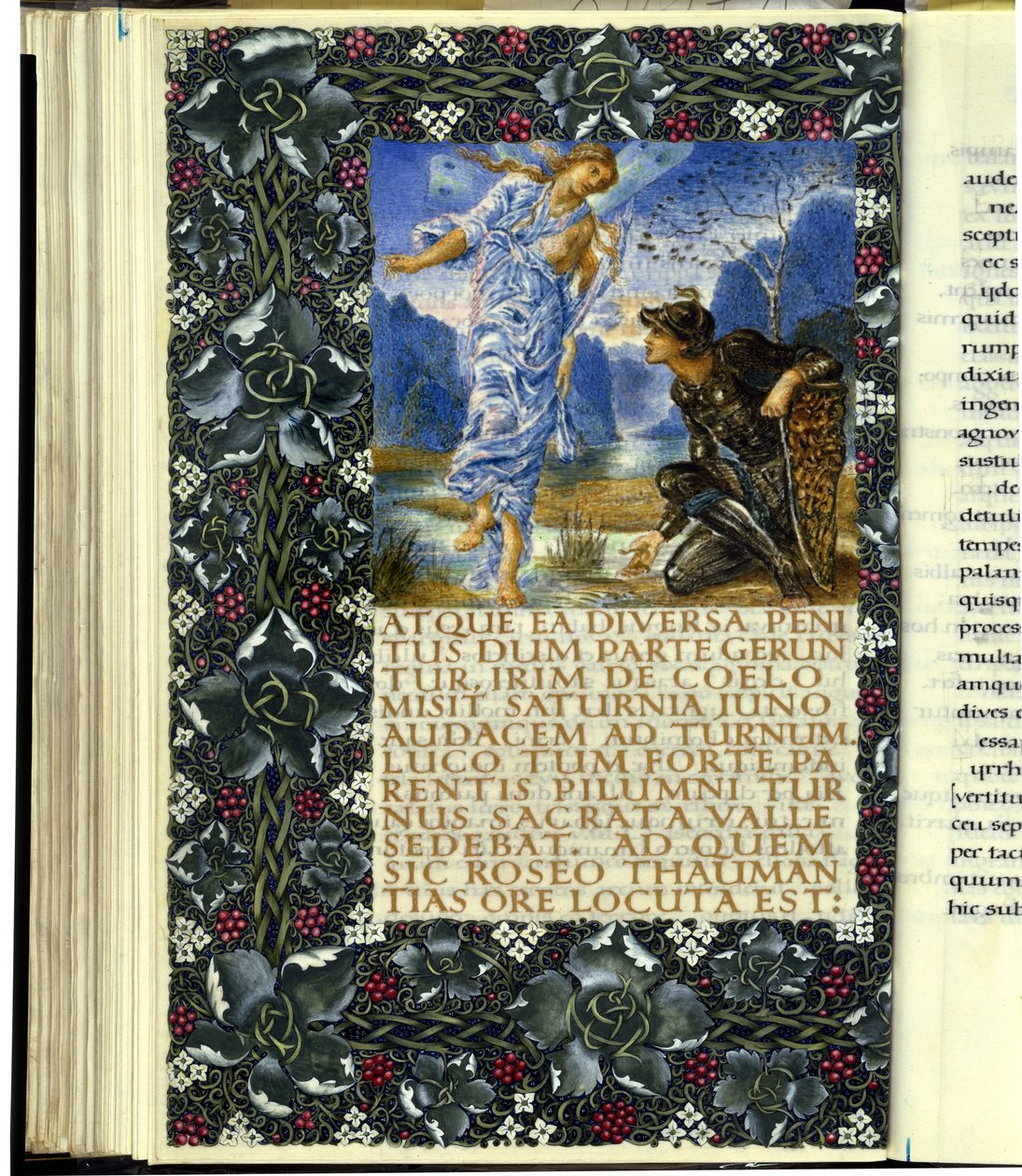 Iris dukker opp foran Turnus, åpningen av bok IX av Virgils "Aeneid" av William Morris
