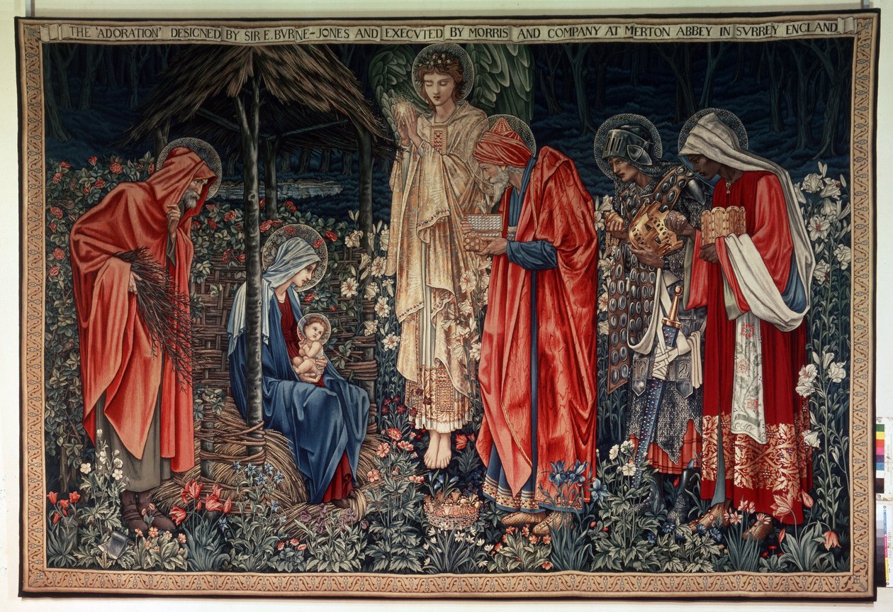 Tilbedelsen av magiene. Tapet fra verkstedet til William Morris (1834-1896) av William Morris