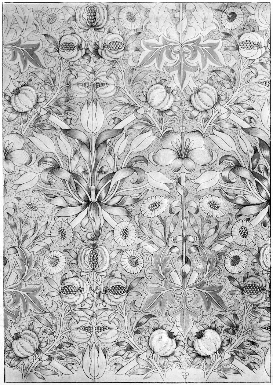 Tapet med lilje- og granateplemønster, 1887 1934. av William Morris