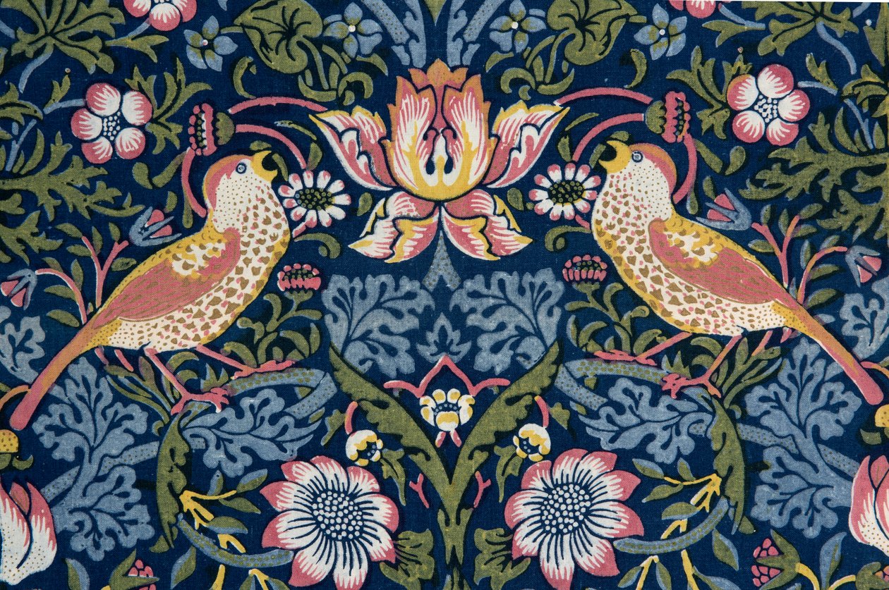 Jordbærtyv. Dekorativt stoff, 1883. av William Morris