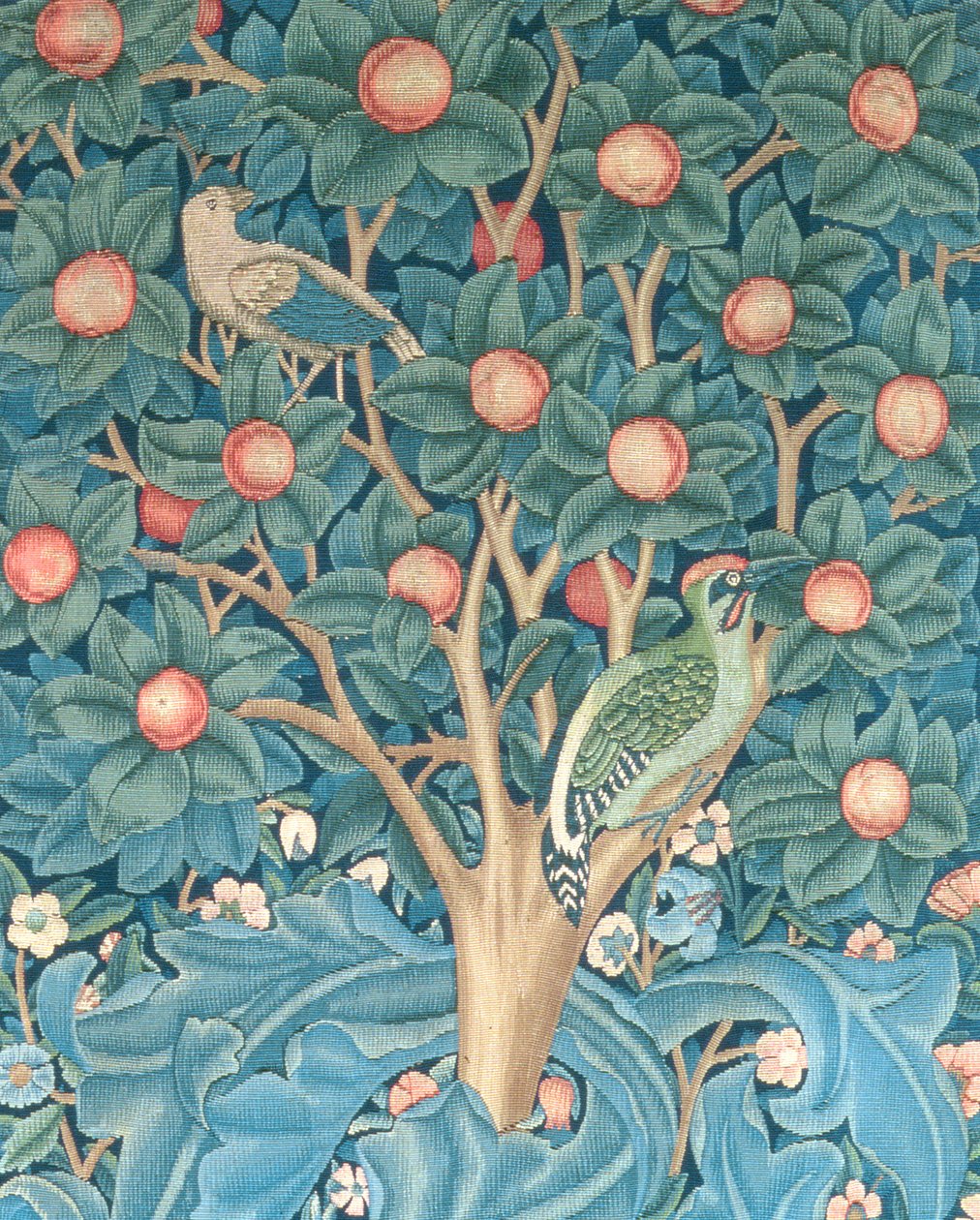 The Woodpecker Tapestry, detalj av spettene, 1885 billedvev av William Morris