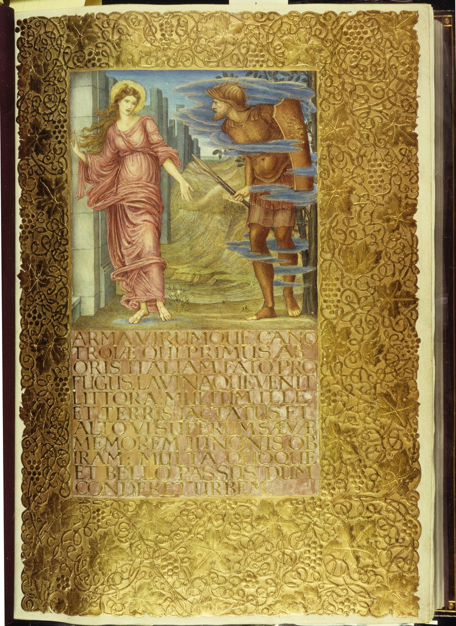 Venus og Aeneas, åpning av bok I av Virgils "Aeneid" av William Morris