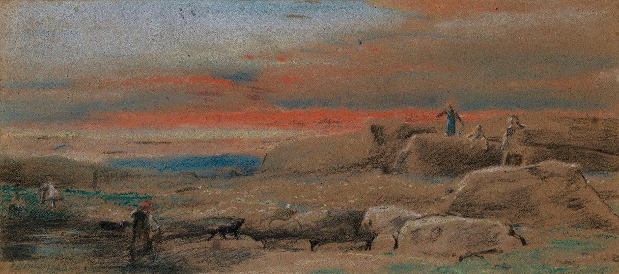 Figurer blant klipper ved solnedgang av William Mulready
