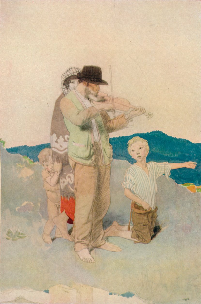 The Fiddler, Study for Central Group in the Wayside Wedding, c1923 av William Newenham Montague Orpen