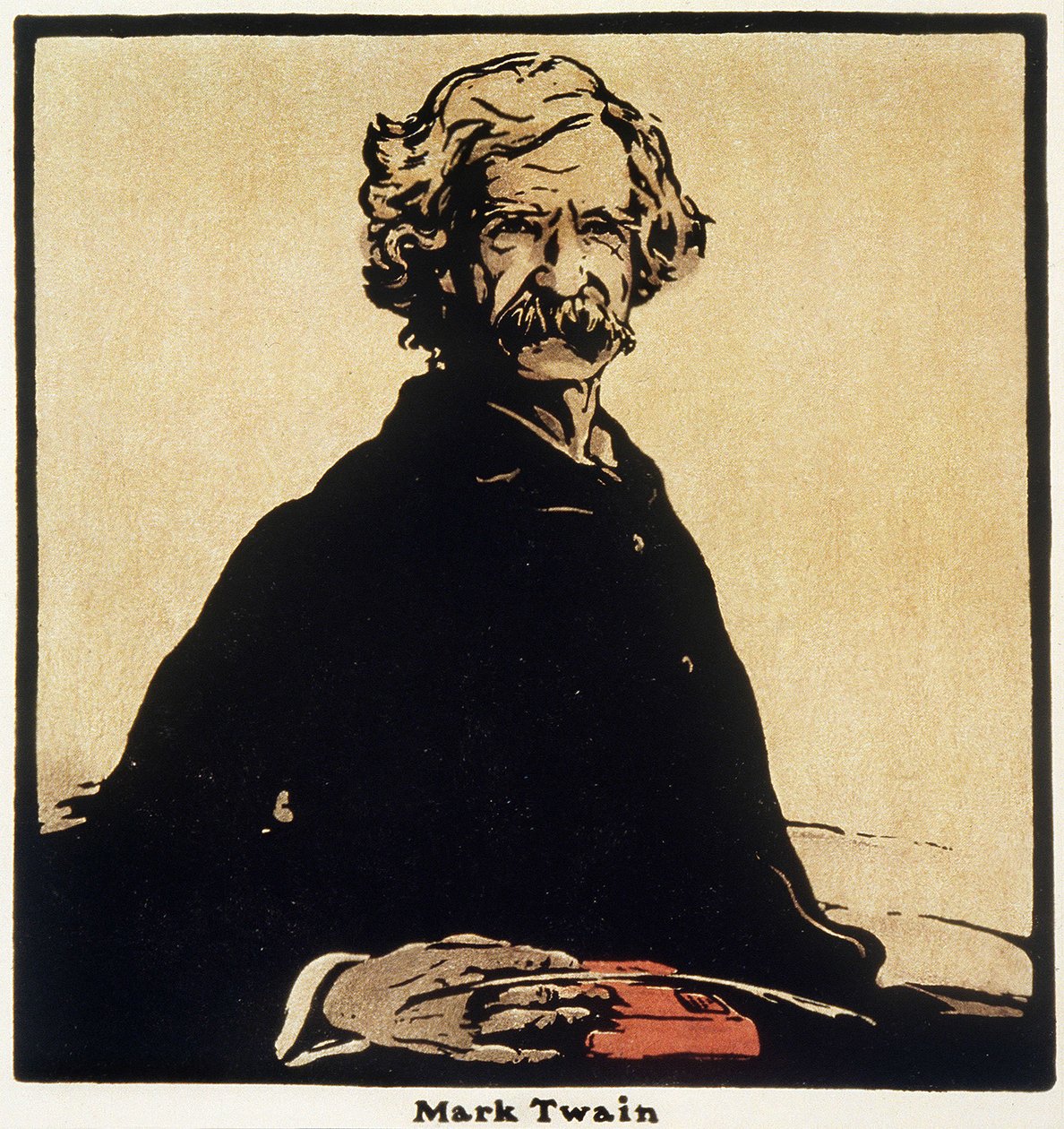 Portrett av Mark Twain (1835-1910) amerikansk forfatter - tegning av William Nicholson (1872-1949) av William Nicholson