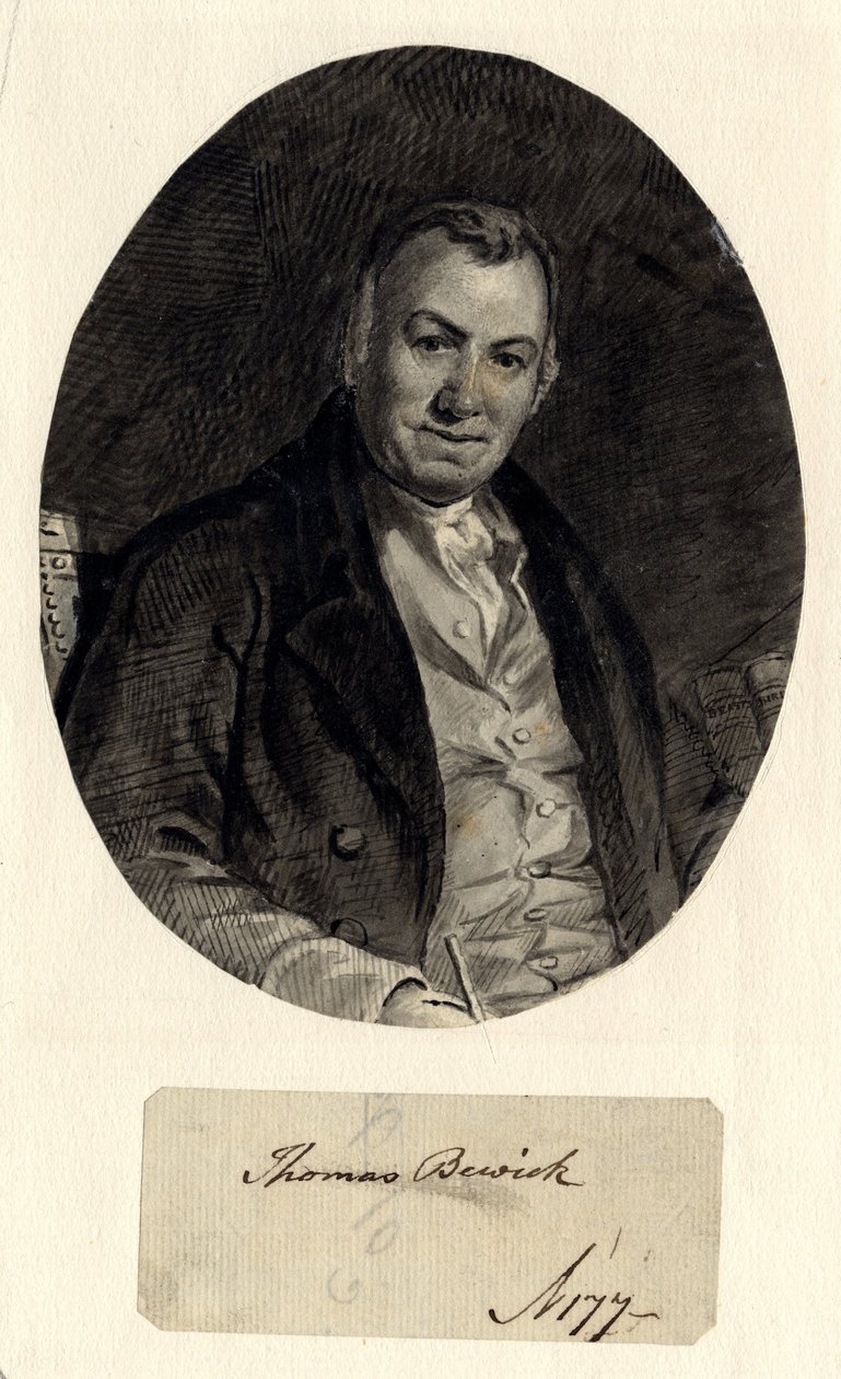 Portrett av Thomas Bewick (blekk på papir (limt på papir)) av William Nicholson