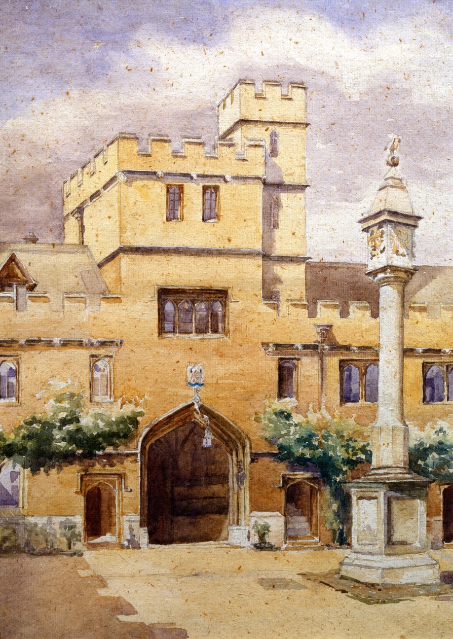The Front Quad, Corpus Christi College, Oxford (akvarell på papir) av William Nicholson