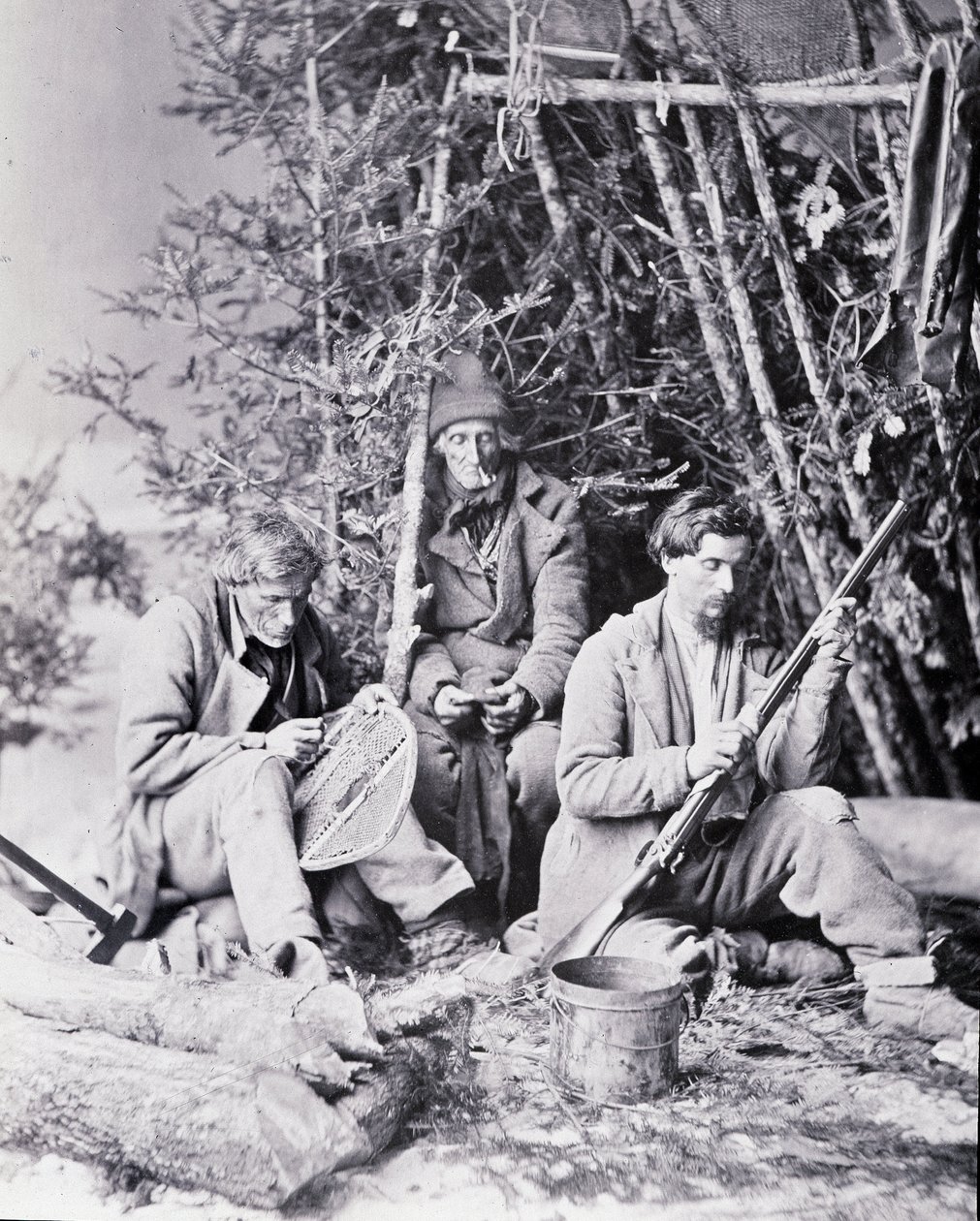 Life of the Trapper i Canada, foto av Nottman, rundt 1890. av William Notman