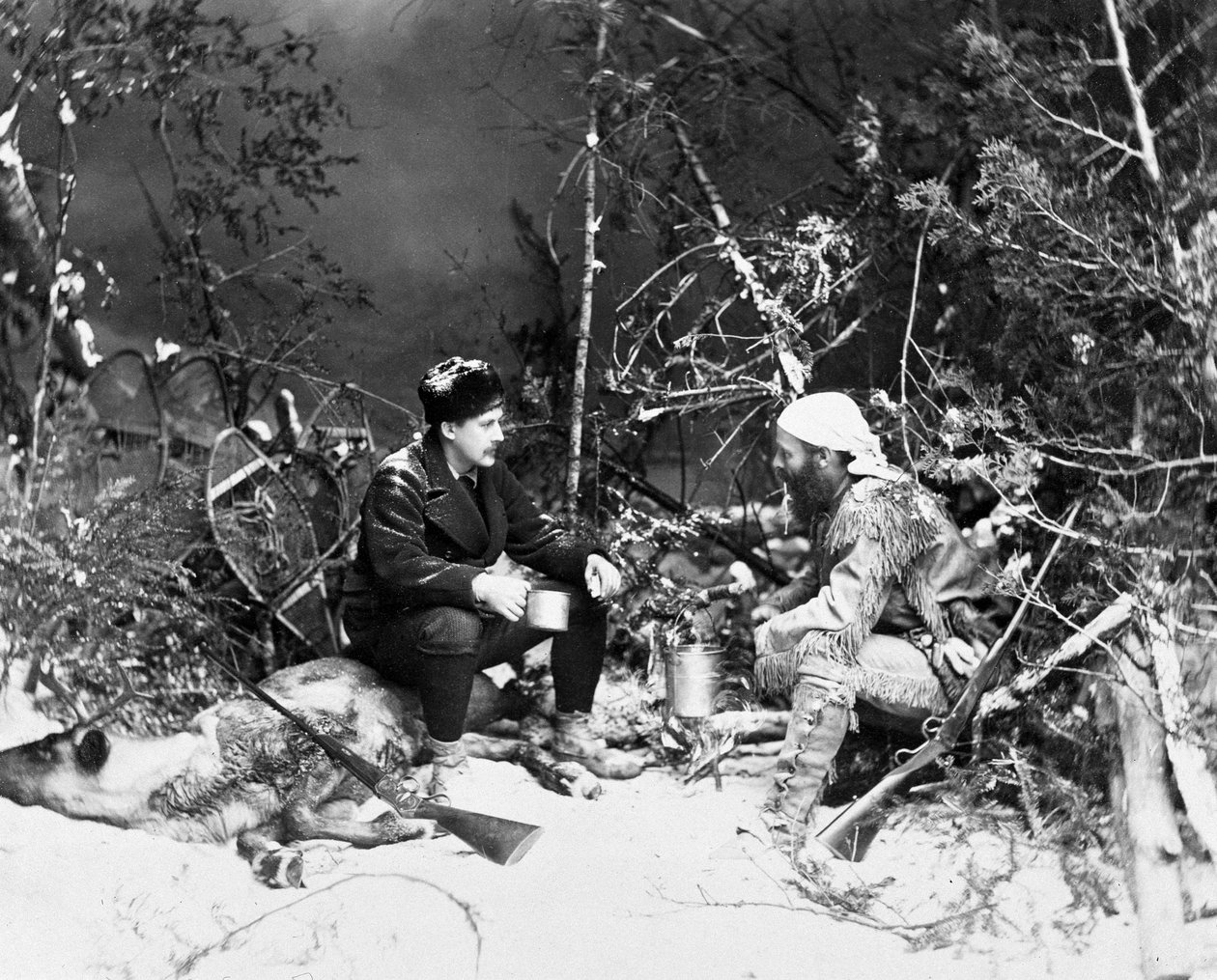 Life of the Trapper i Canada, foto av Nottman, rundt 1890. av William Notman