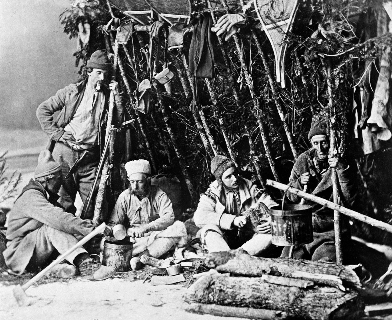 Life of the Trapper i Canada, foto av Nottman, rundt 1890. av William Notman